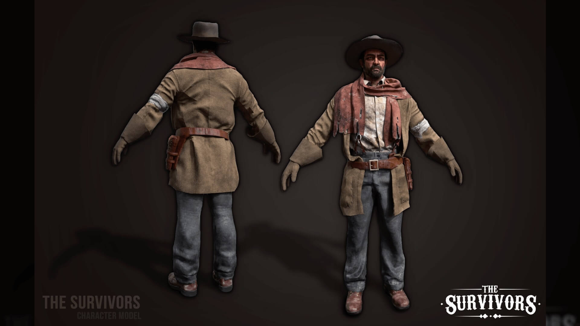 A render of the main character of the game, ready for the cold weather with a cowboy hat.